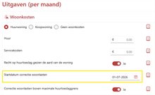 startdatum correctie woonlasten